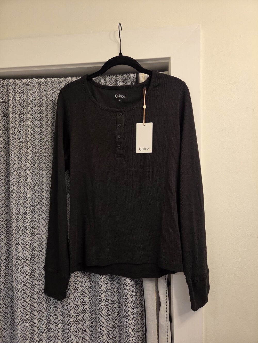 Quince Organic Cotton Micro-Rib Henley long sleeve XL NWT